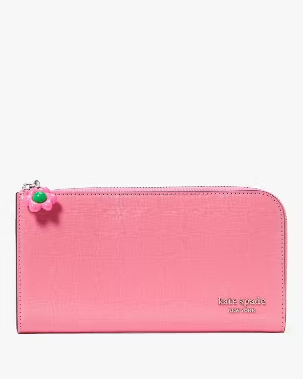 RQ27 KS 專門店 粉紅色配花花拉鍊長銀包  Devin Zip Around Continental Wallet