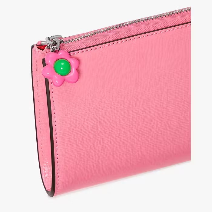 RQ27 KS 專門店 粉紅色配花花拉鍊長銀包  Devin Zip Around Continental Wallet