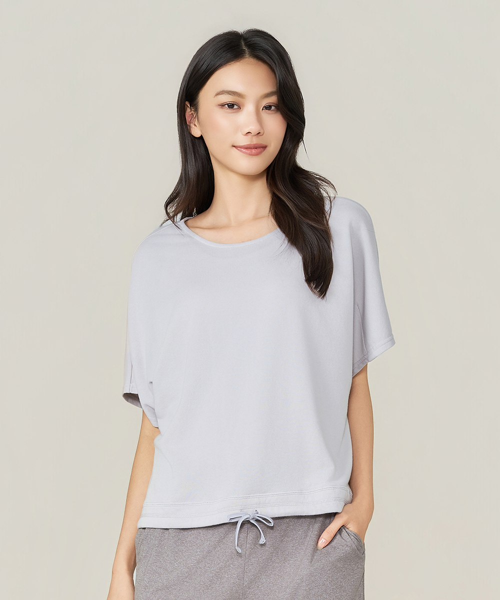 自由空間-卷卷棉 輕彈棉柔女抽繩下襬短袖衫 UE0E1826