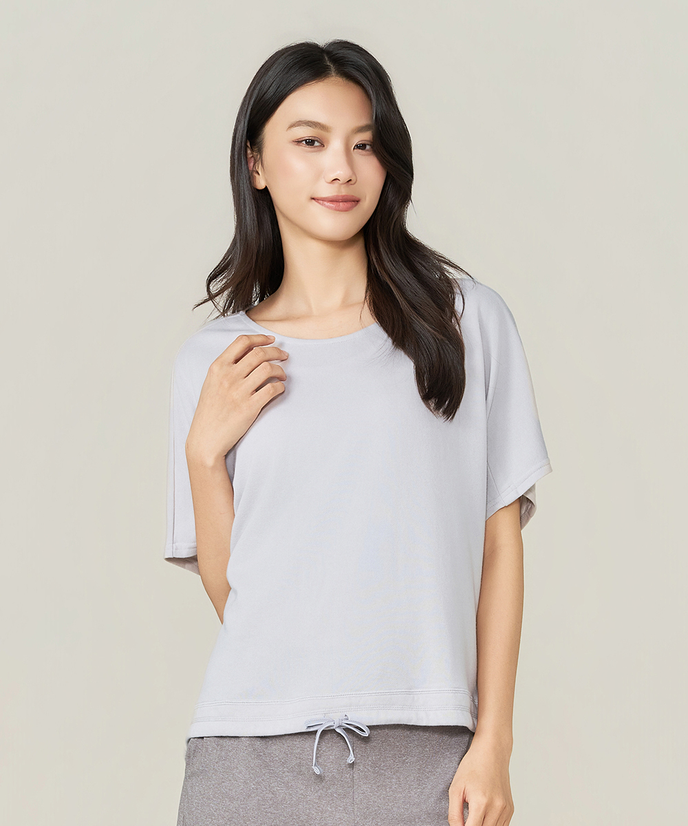 自由空間-卷卷棉 輕彈棉柔女抽繩下襬短袖衫 UE0E1826