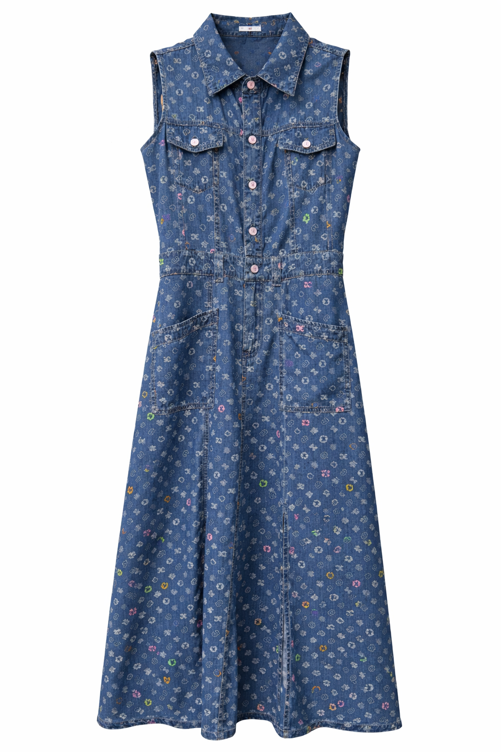 BE10302E1 天絲牛仔LOGO提花無袖X行長洋