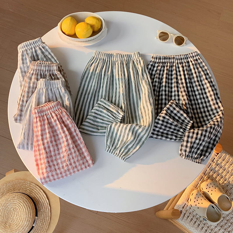 直條格紋防蚊褲(90-140)