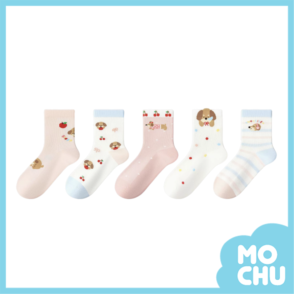 甜心狗狗網眼透氣襪五入組