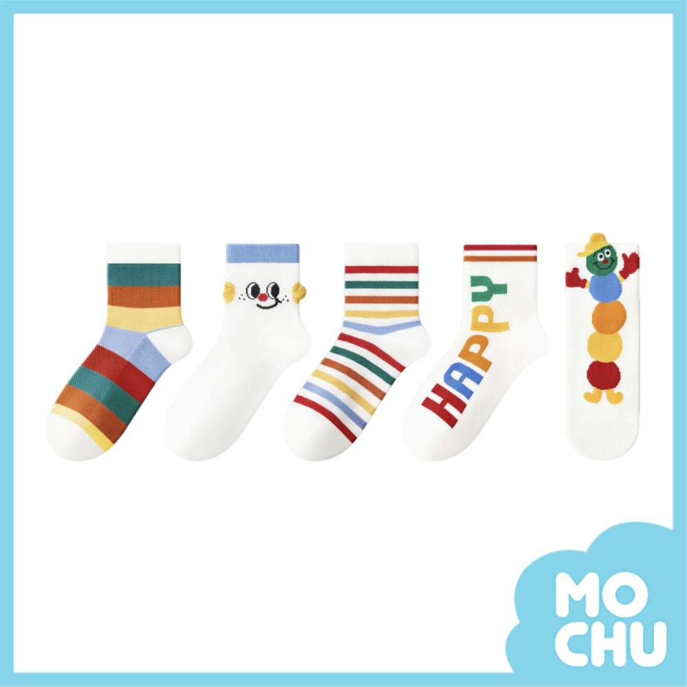 快樂毛毛蟲網眼透氣襪五入組