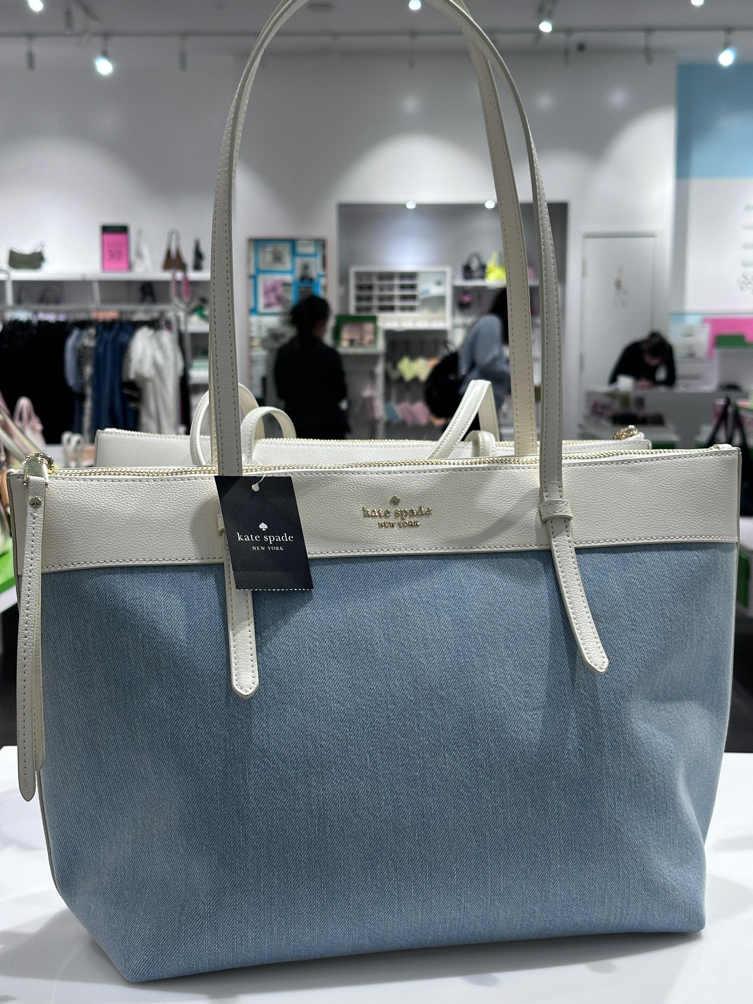 RQ33 KS 牛仔拼白色Tote袋 All Day Denim Tote Bag