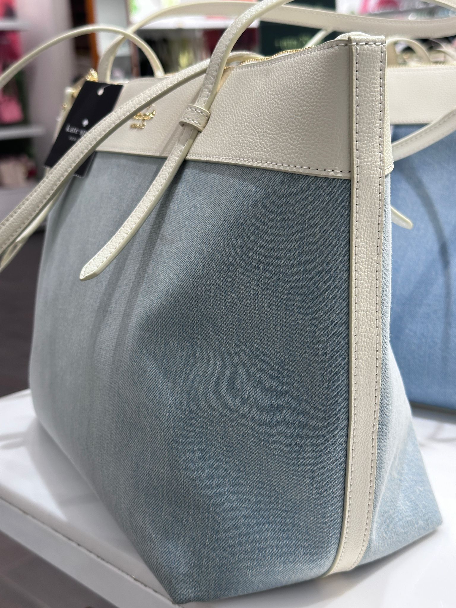 RQ33 KS 牛仔拼白色Tote袋 All Day Denim Tote Bag