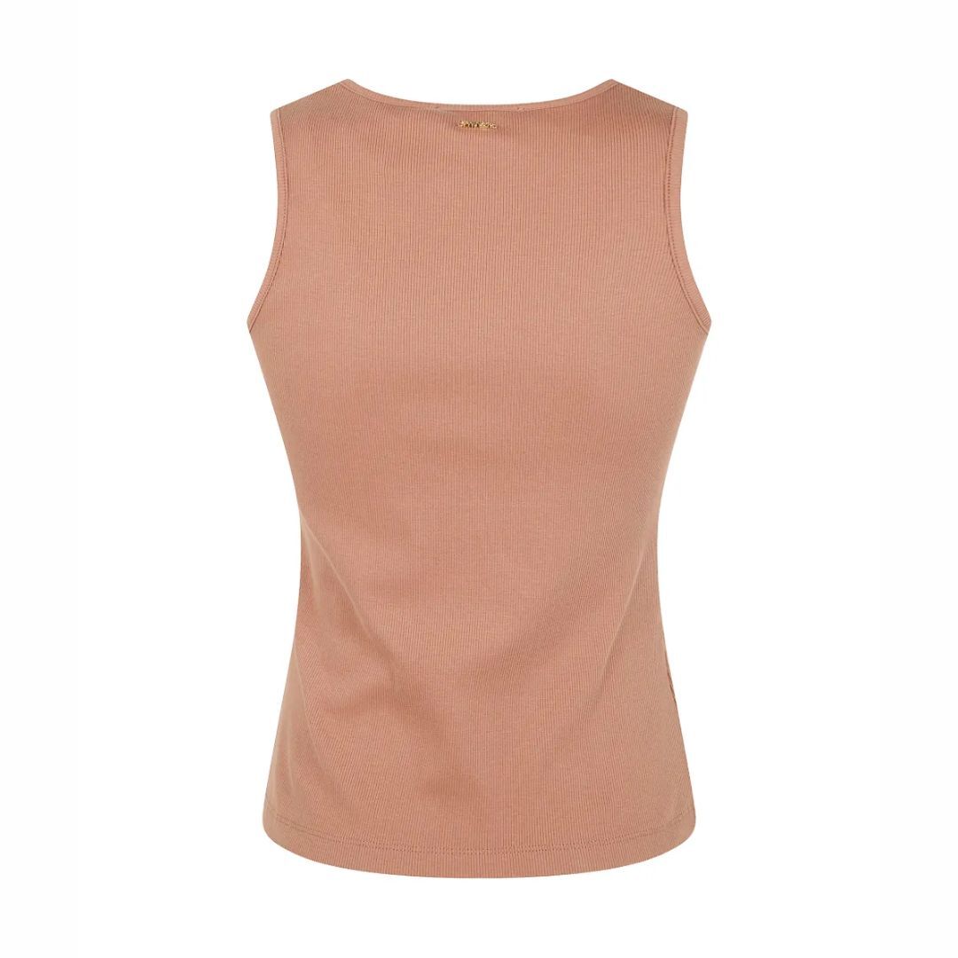 1TS0319-079 [TWINSET] Tank Top with Floral Embroidery Mocha Mousse #261TP2090 (C-EU-E)