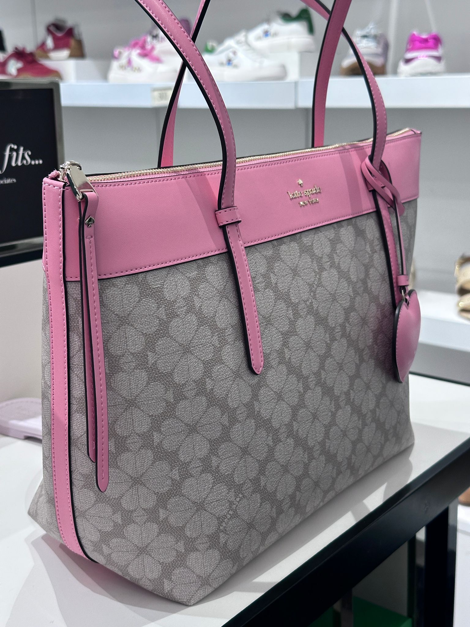 RQ34 KS 啡色logo拼粉紅色Tote袋 All Day Tote Bag