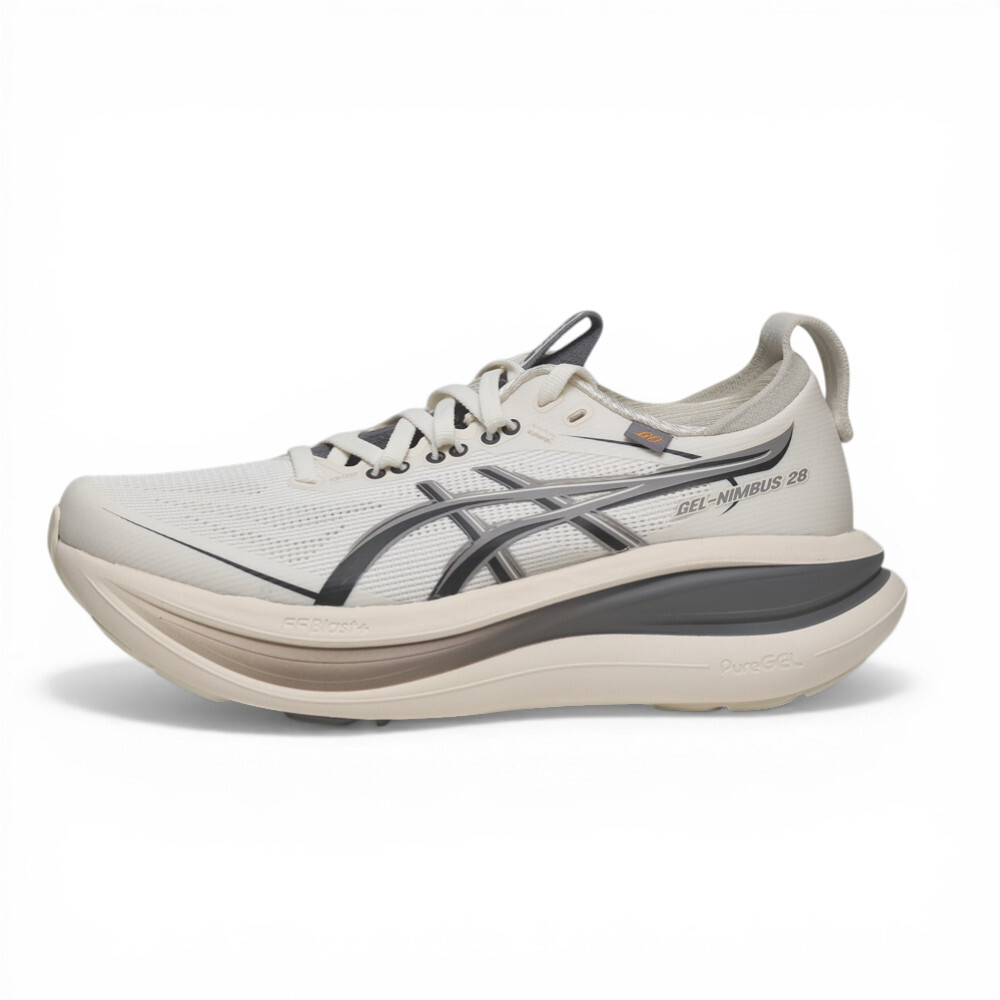 ASICS 慢跑鞋 GEL-NIMBUS 28 米白灰 彈力 頂級跑鞋 女 1012C032100