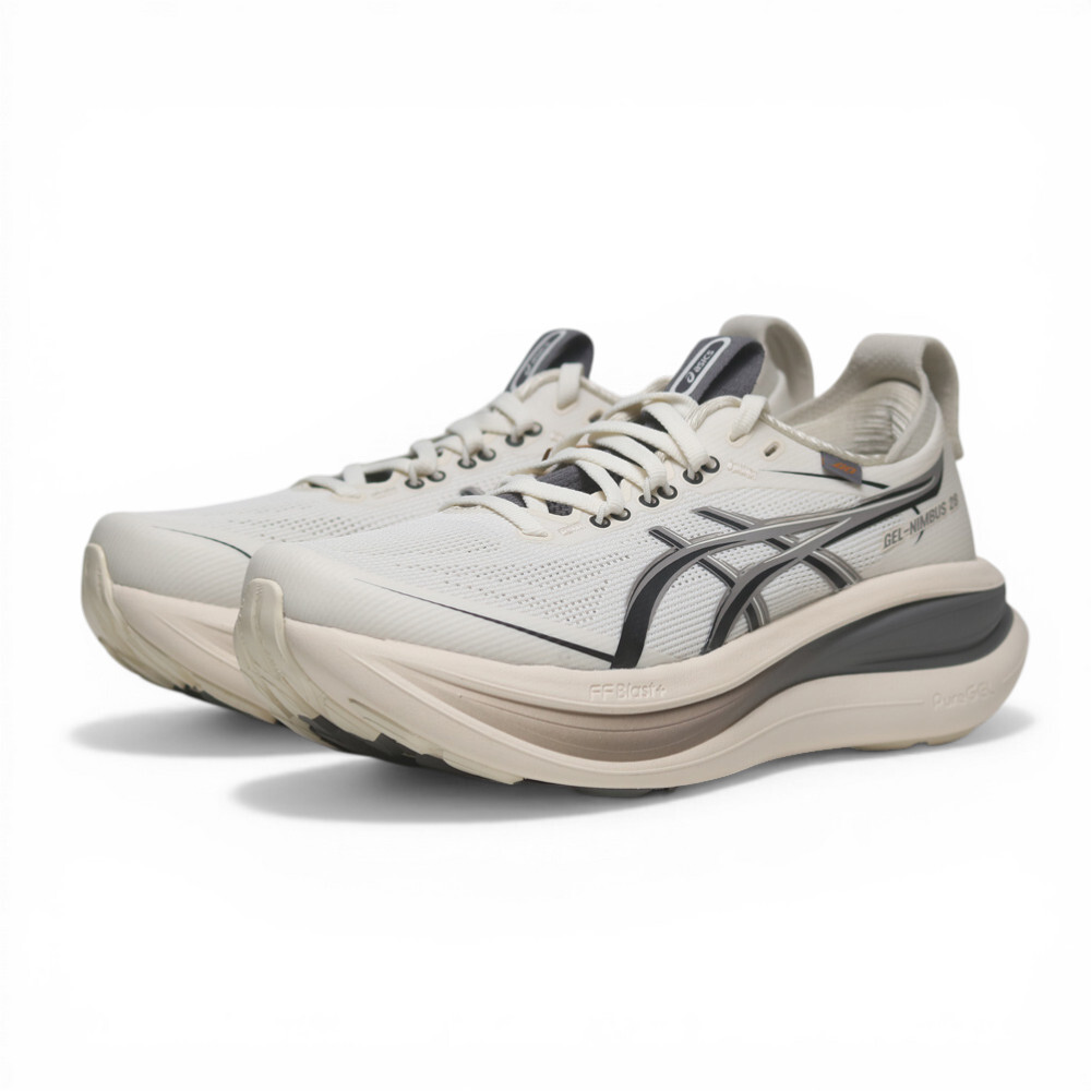 ASICS 慢跑鞋 GEL-NIMBUS 28 米白灰 彈力 頂級跑鞋 女 1012C032100