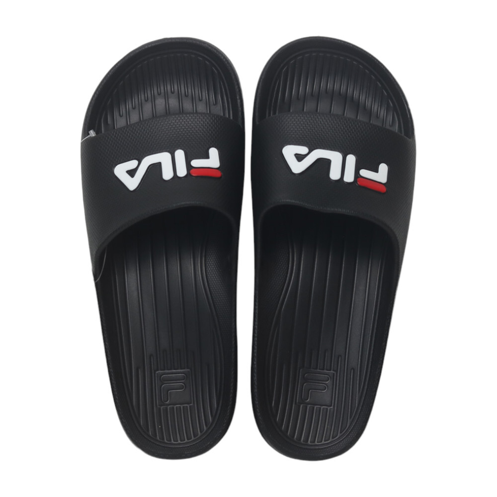 FILA (偏小建議大半號) 黑 基本LOGO 橡膠 防水 拖鞋 4S355A001