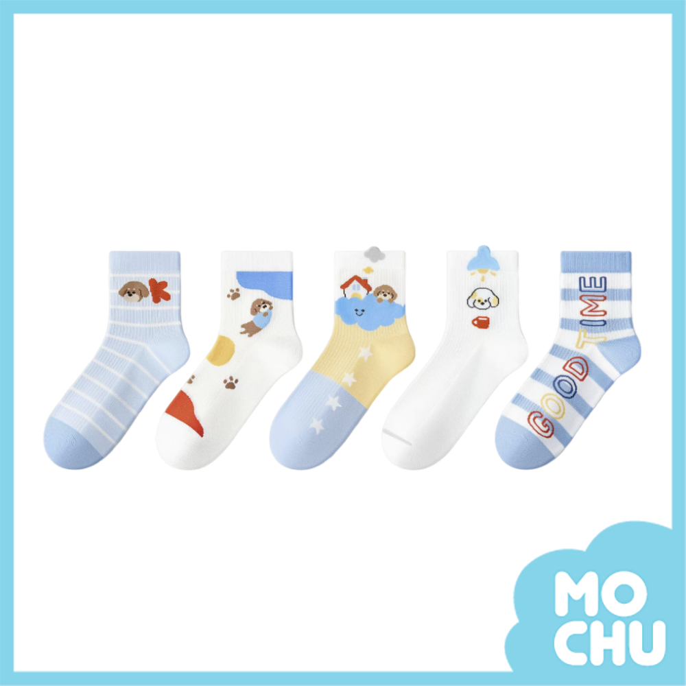 悠閒汪網眼透氣襪五入組