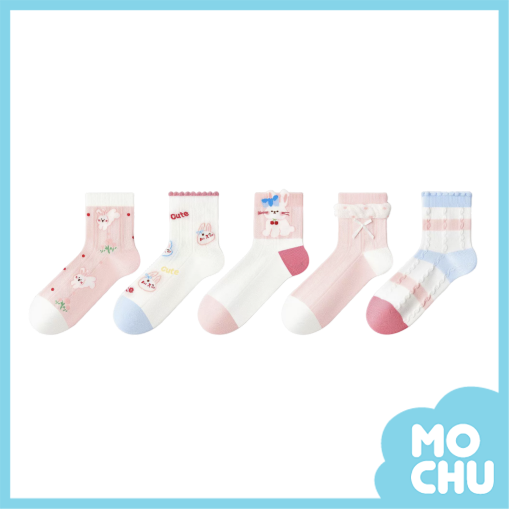 害羞兔仔網眼透氣襪五入組