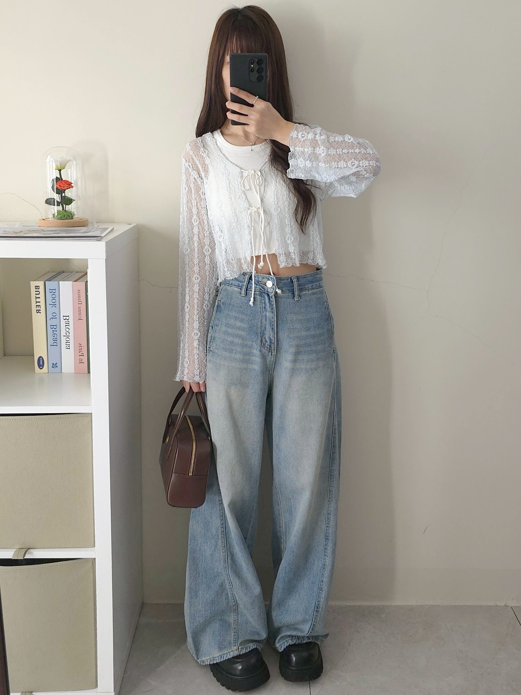 🥐復古前車線牛仔寬褲 (𝐒-𝐌) #AJ28