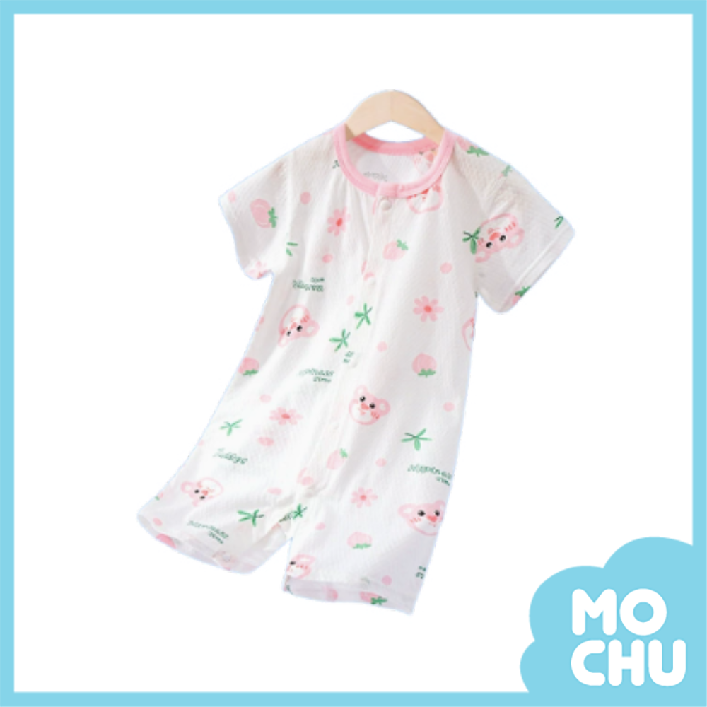 玩偶熊白薄款短袖連身衣