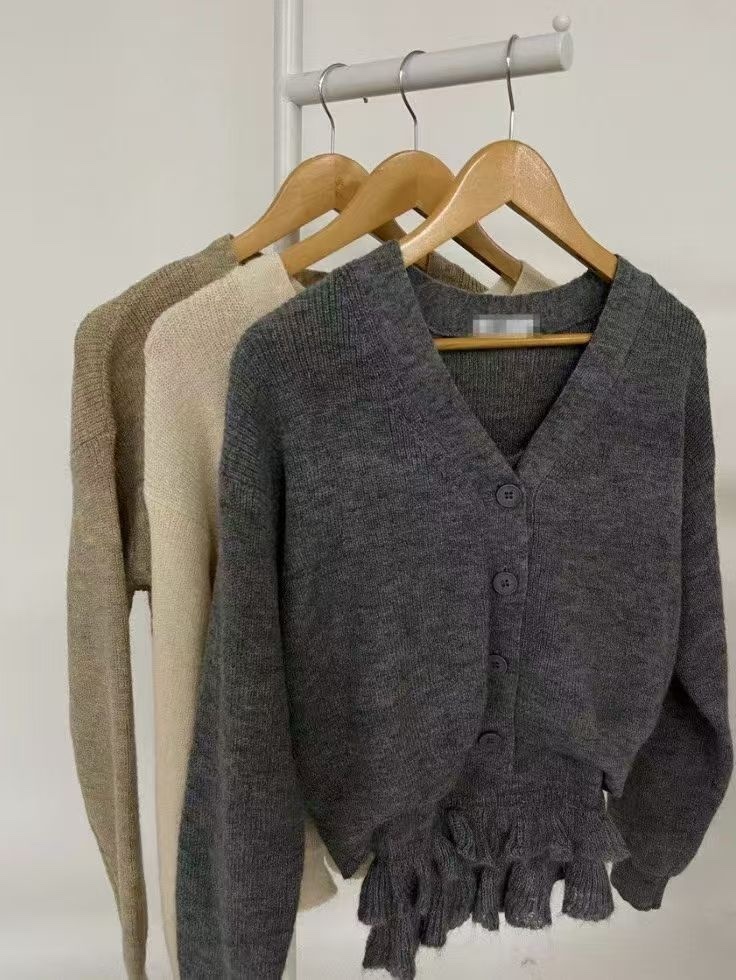 878 正韓花邊造型背心+針織小外套