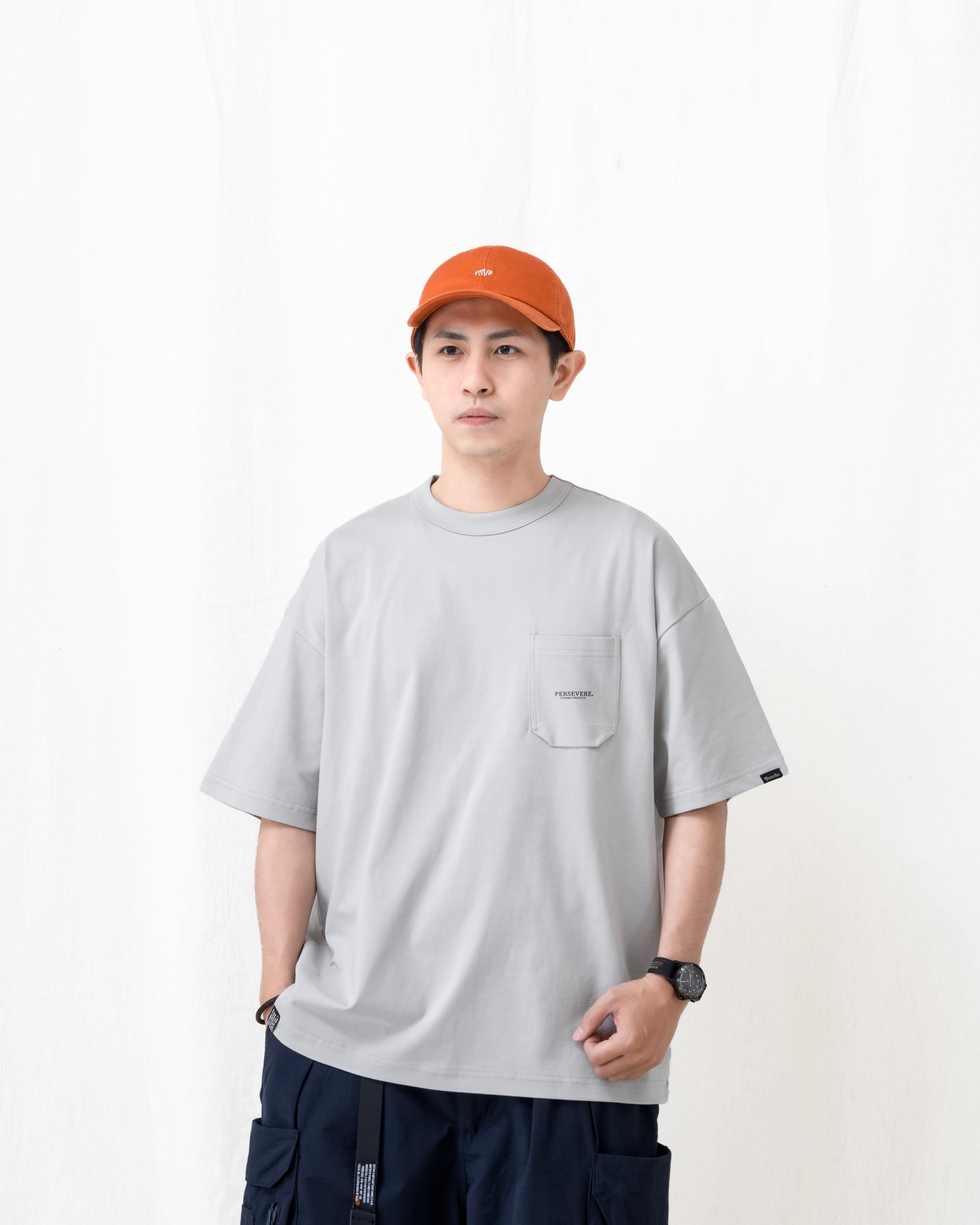 PERSEVERE 定番涼感口袋T恤 淺灰/炭灰/黑藍/暗紫/綠藍/白/黑 26 S/S Classic Essential Pocket T-Shirt