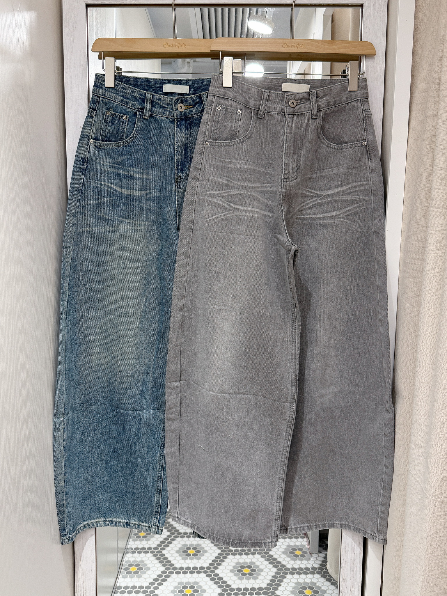 P0256｜韓系型格⋆✴︎˚｡⋆ 顯瘦洗水彎刀長褲