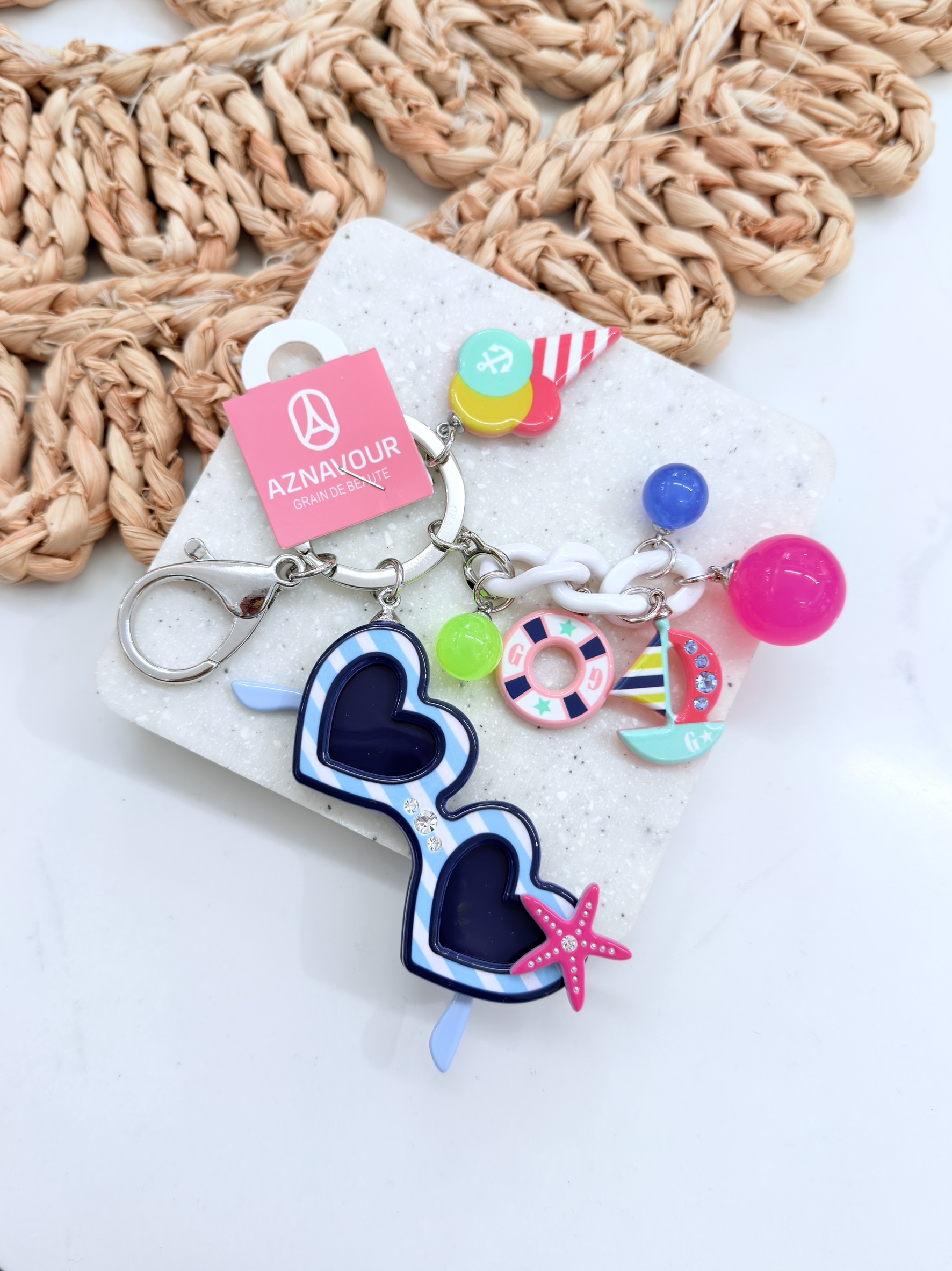 『GD』藍色條紋愛心墨鏡吊飾