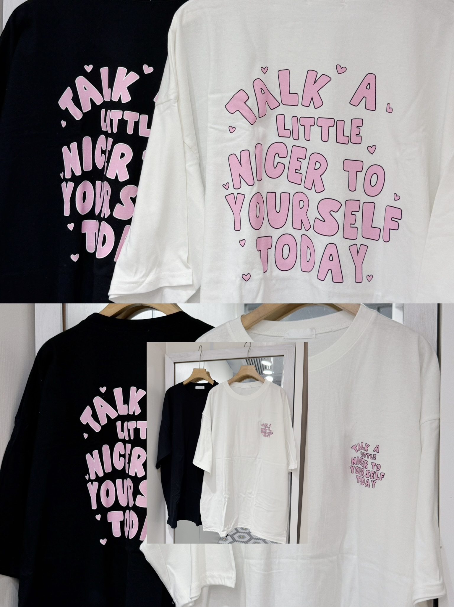 T1336｜玩味感🍭.𖥔 ݁ ˖.°.🩷粉字TALK A...TODAY OVERSIZE TEE