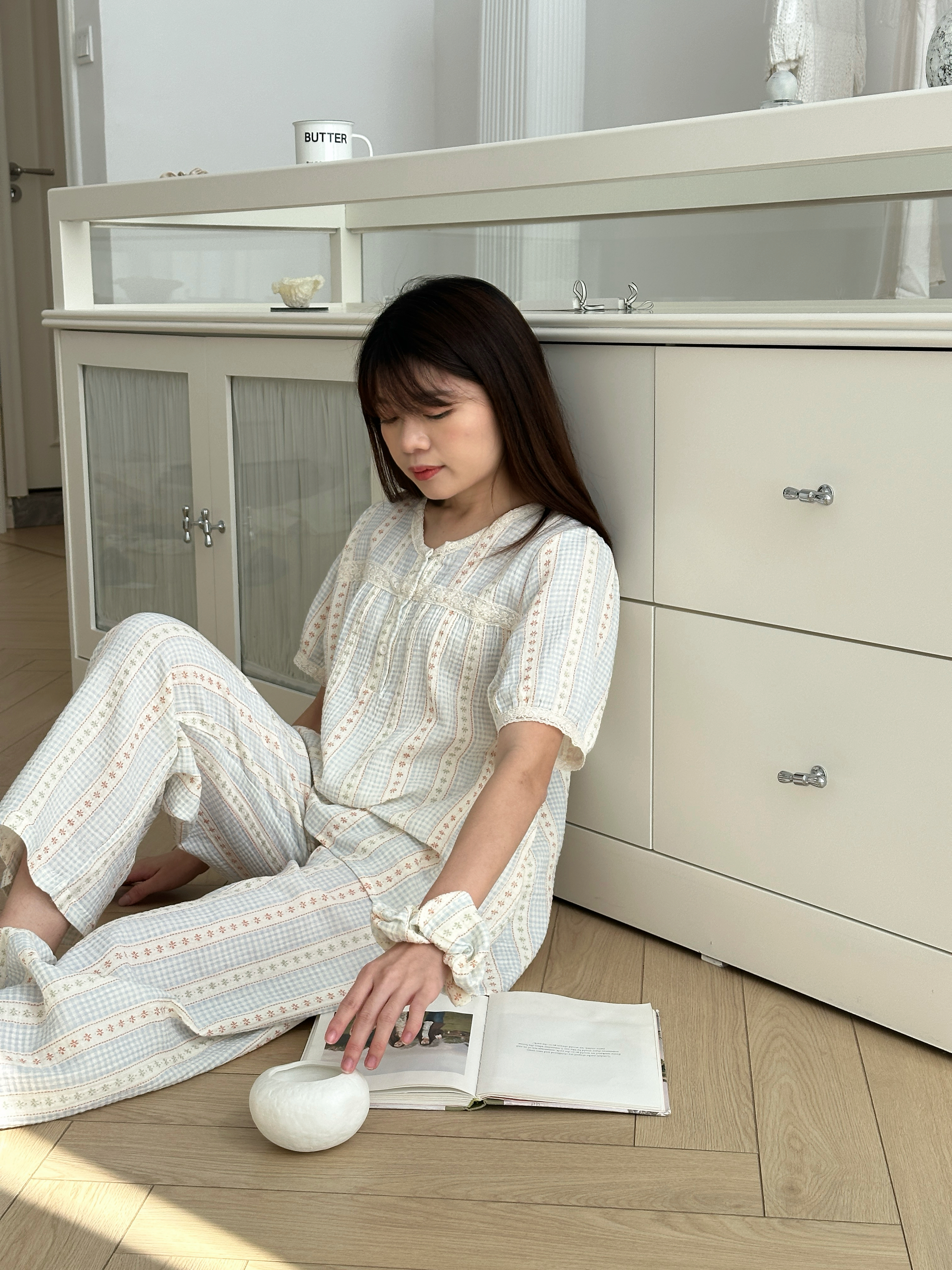 Sondaa Lace Trim Lounge Setwear (with srunchies)-2653SS