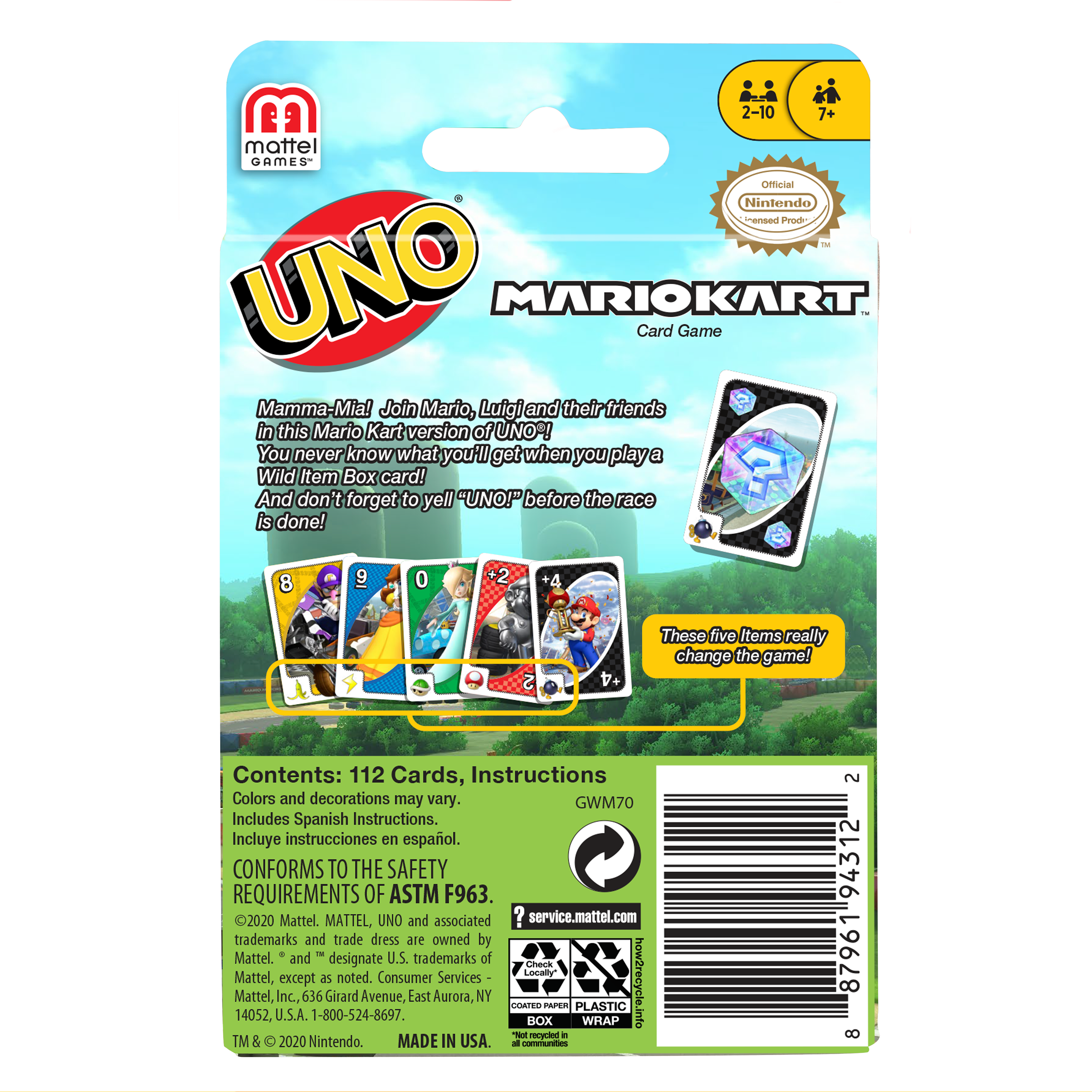 UNO Mario Kart UNO卡牌遊戲:瑪利歐賽車 (GWM70)
