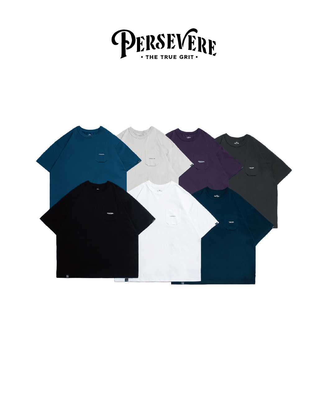 PERSEVERE 定番涼感口袋T恤 淺灰/炭灰/黑藍/暗紫/綠藍/白/黑 26 S/S Classic Essential Pocket T-Shirt