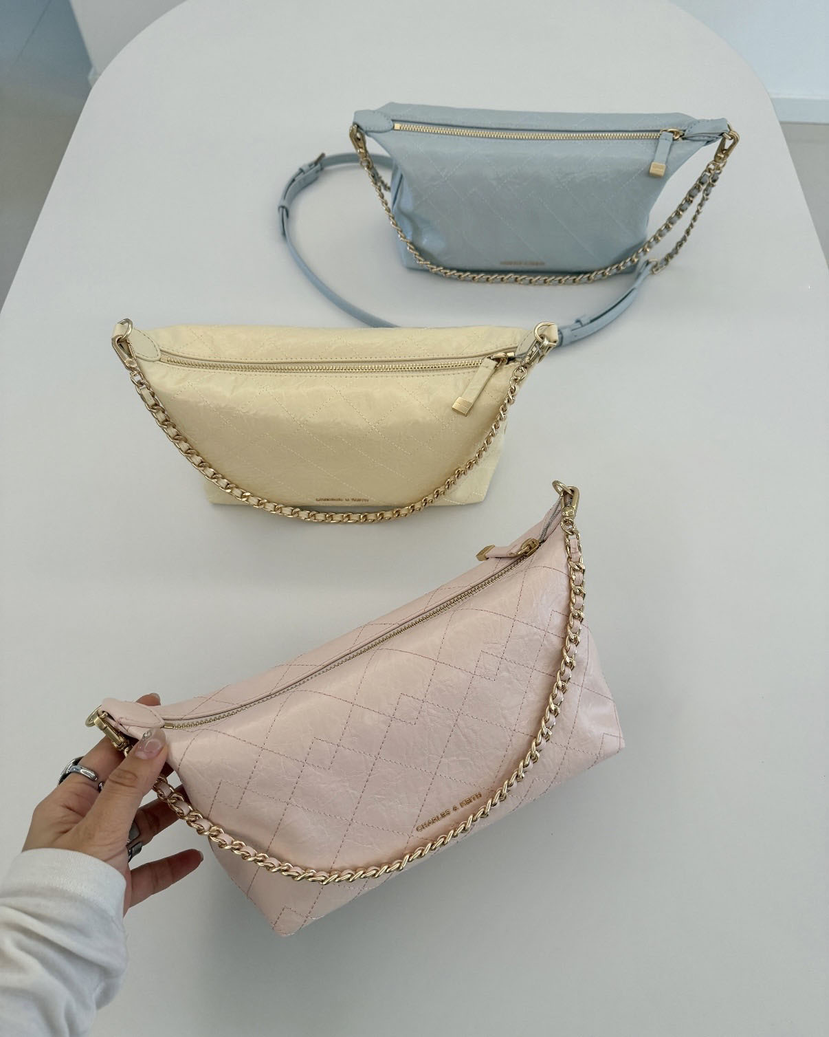 Charles & Keith Duo 小香風 菱格紋 鏈條包 手提包 側背包 單肩包 多背法 小CK / 預購