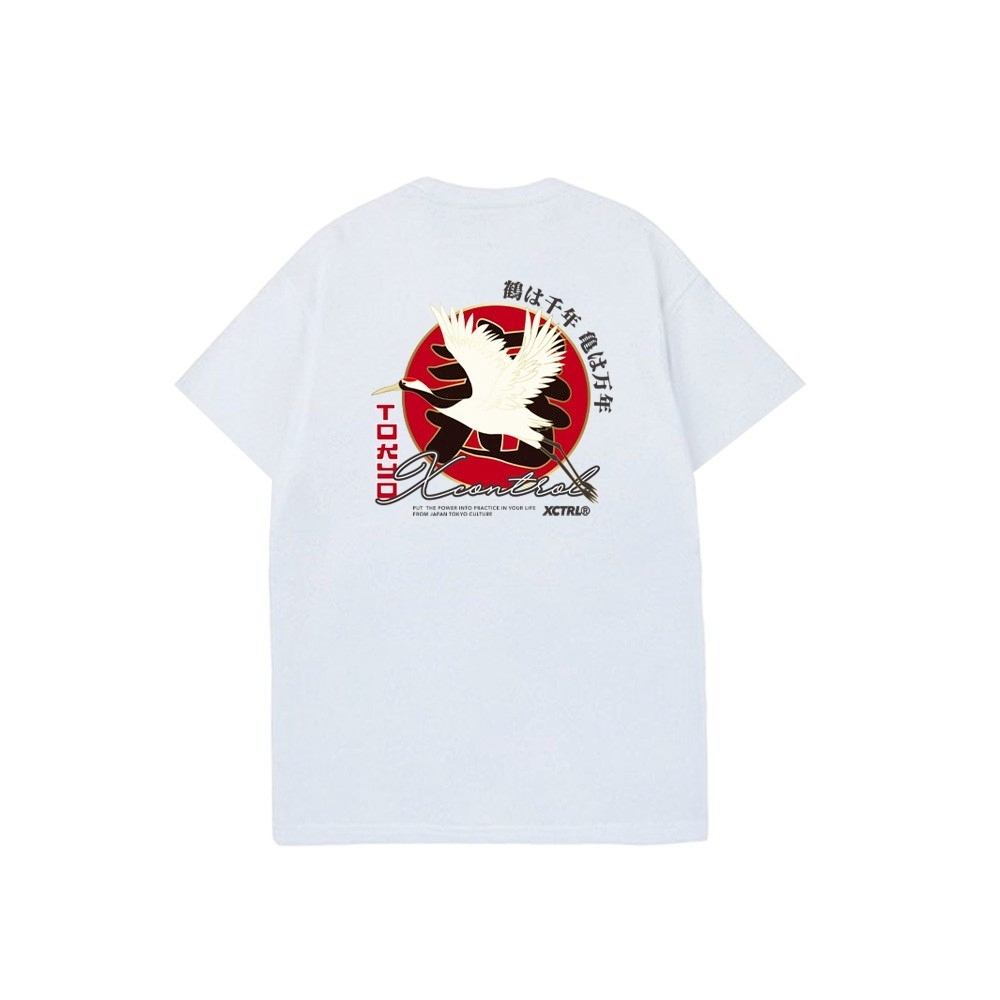 XCTRL 長壽日本鶴短T-白