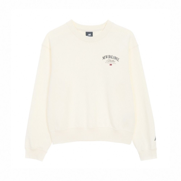 NEW BALANCE 長袖 NB 米白 燙印LOGO 短版 大學T 女 NCF36342WT