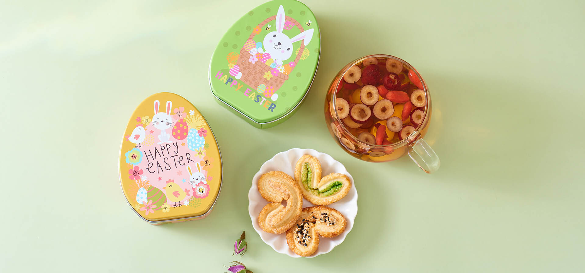 復活蛋造型包裝 復活節特別版禮盒-復活蛋造型包裝-蝴蝶酥花茶組合