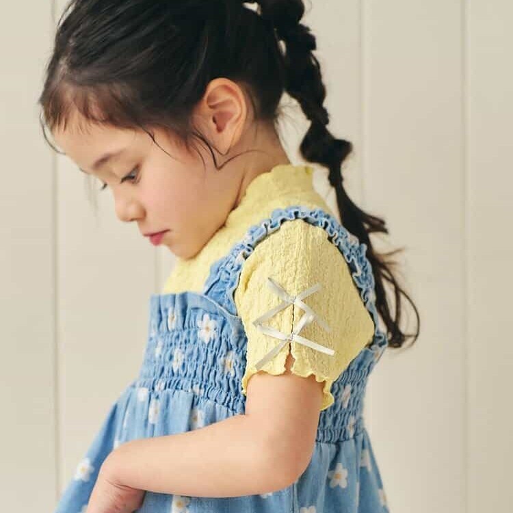 日本 90-140 泡泡布緞帶上衣 5色