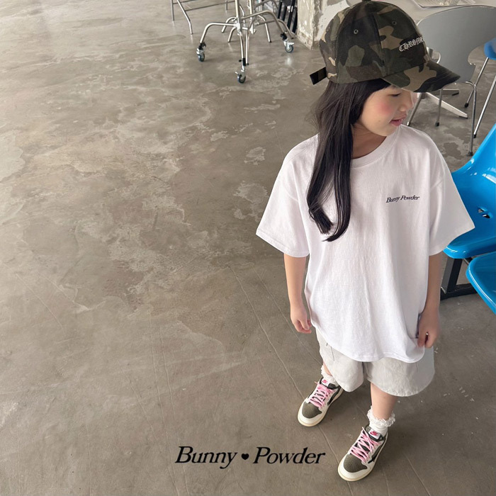 正韓夏BUNNY POWDER 兩色簡單字母寬鬆上衣