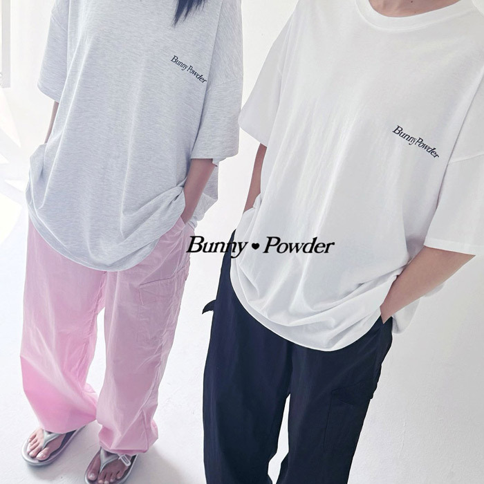 正韓夏BUNNY POWDER 兩色簡單字母寬鬆上衣