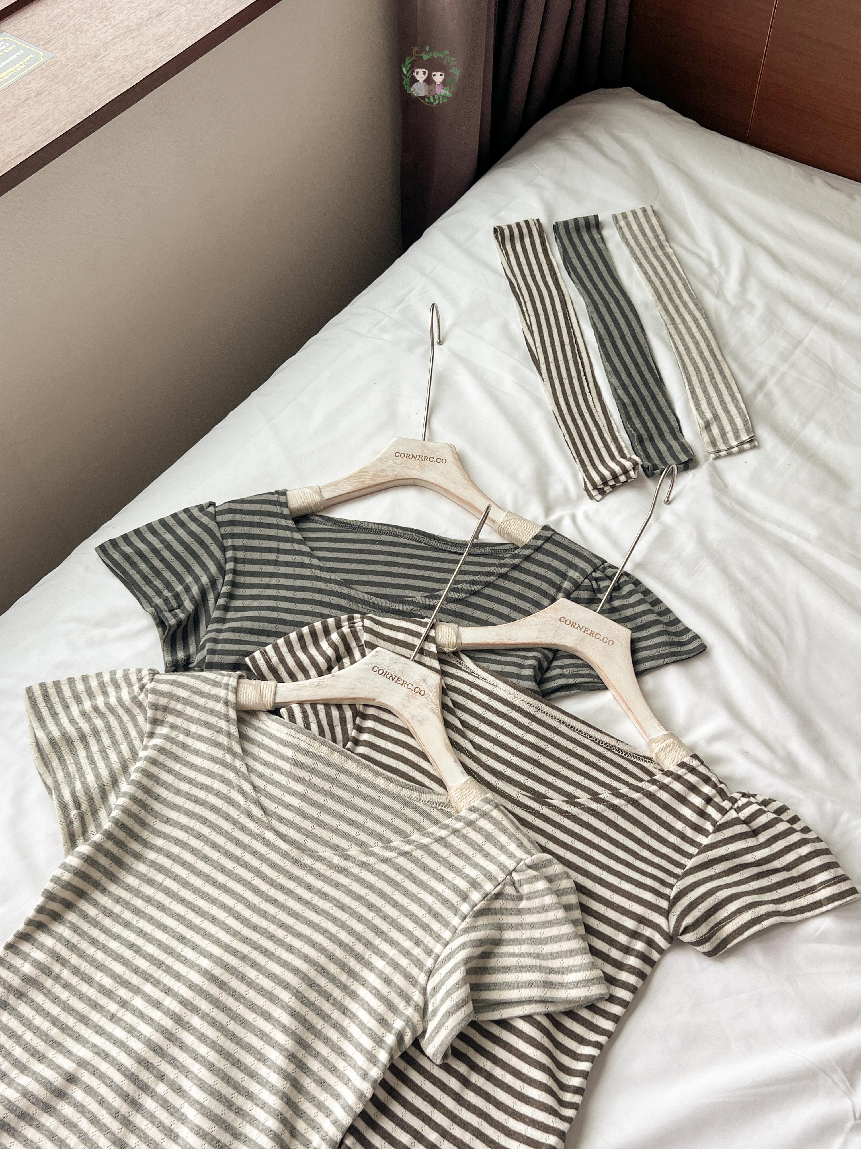 橫間暗紋Muffler Tee Set〈🇰🇷DAY 1〉