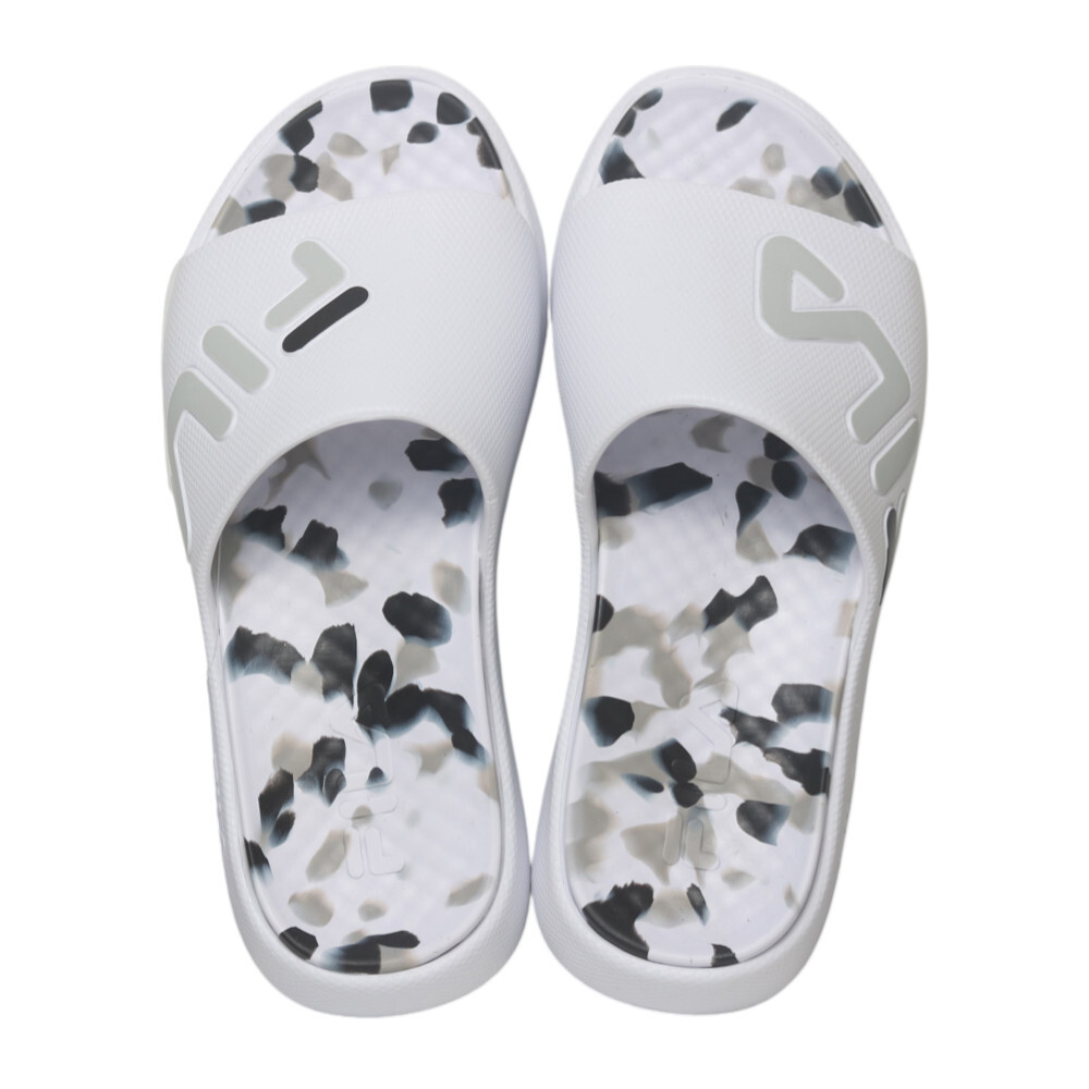 FILA 拖鞋 迷彩LOGO 足弓支撐 防水 厚底 白 運動拖鞋 男女 4S351A144