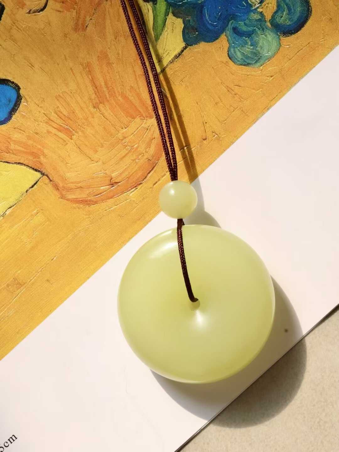 和田玉黃玉平安扣 (33mm直徑),天然和田玉軟玉