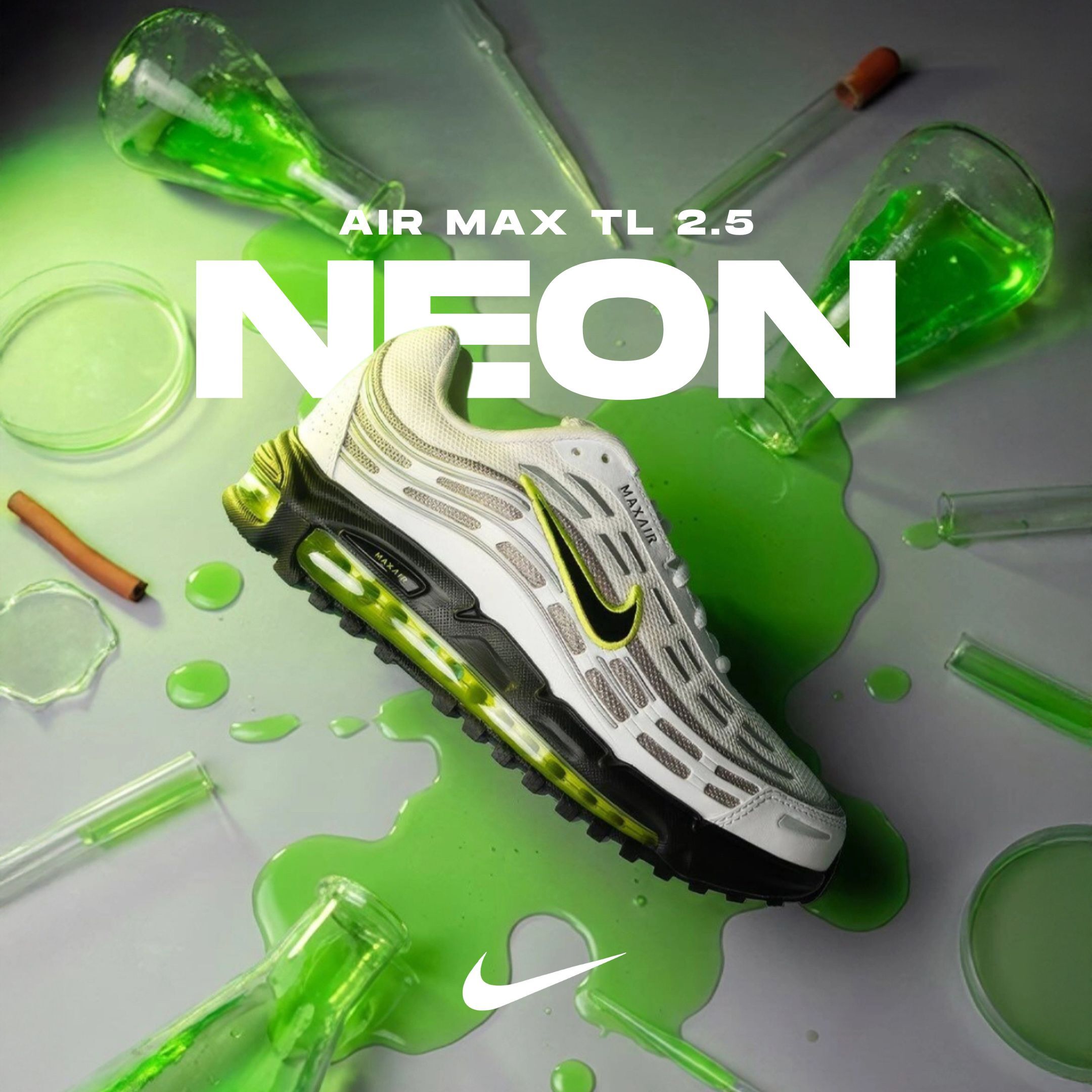 NICEDAY 代購 Nike Air Max TL 2.5 綠 霓虹 螢光綠 白灰 復古 跑鞋 NEON IQ0290-100