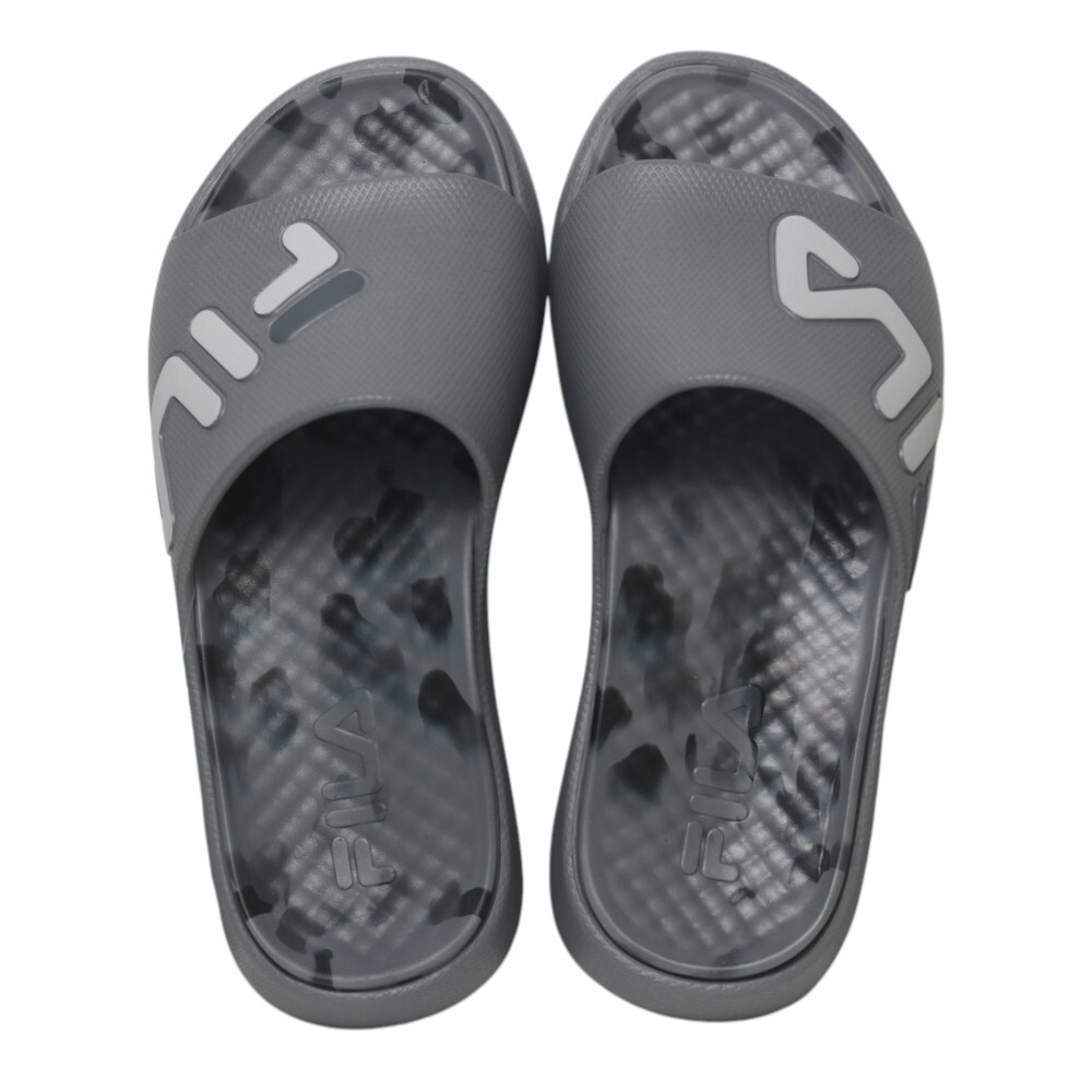 FILA 拖鞋 迷彩LOGO 足弓支撐 防水 厚底 灰 運動拖鞋 男女 4S351A444