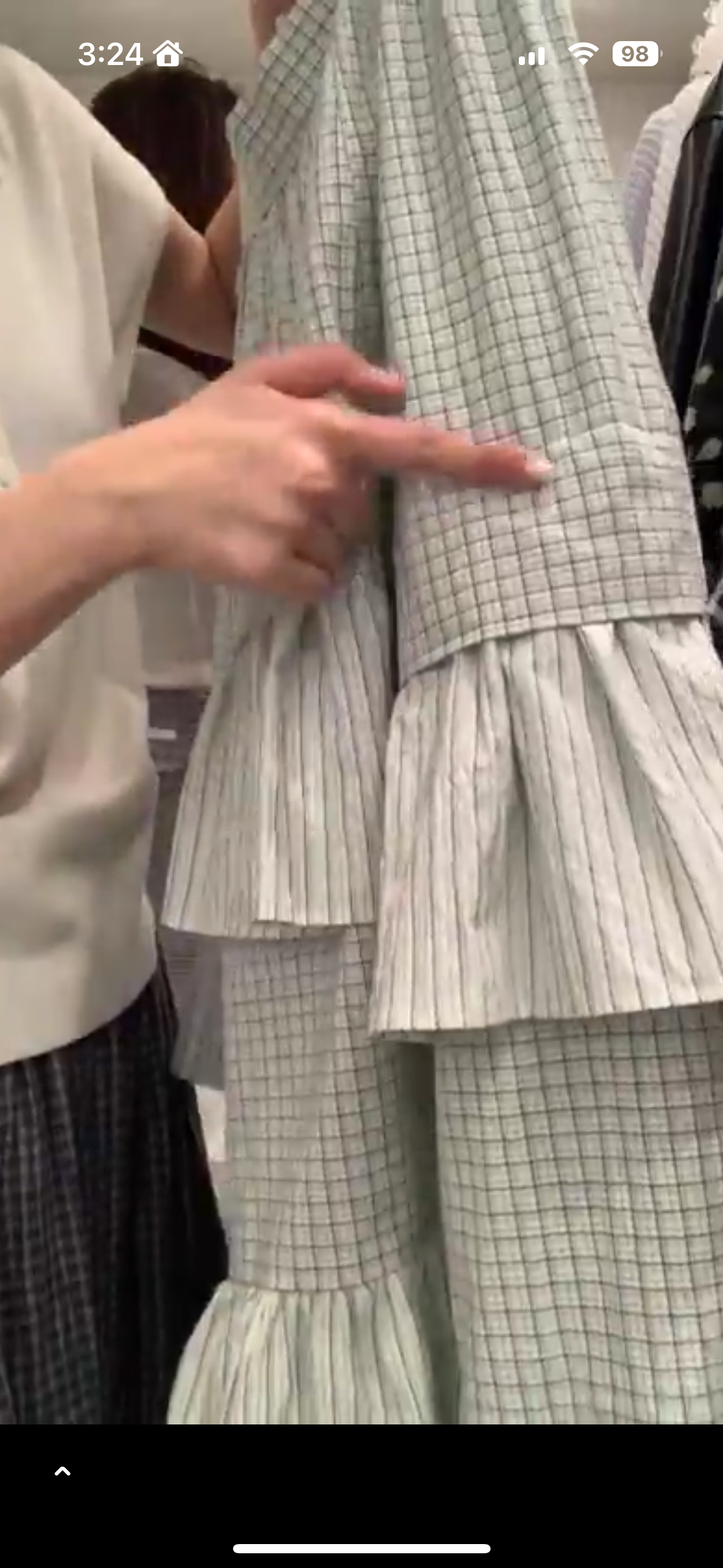 格子直條拼色蛋糕裙