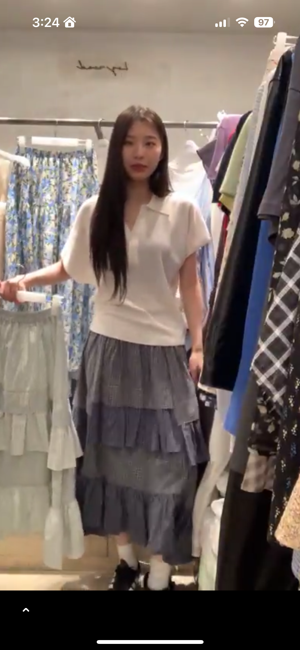 格子直條拼色蛋糕裙