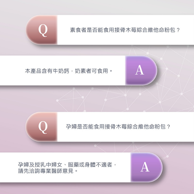 本產品含有牛奶鈣,奶素者可食用,孕婦及授乳中婦女,服藥或身體不適者, 請先洽詢專業醫師意見