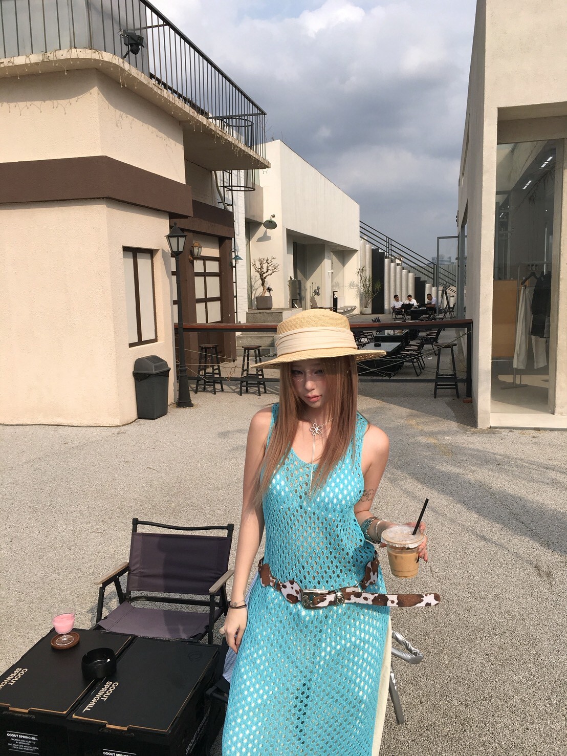 鏤空長裙/淺天藍