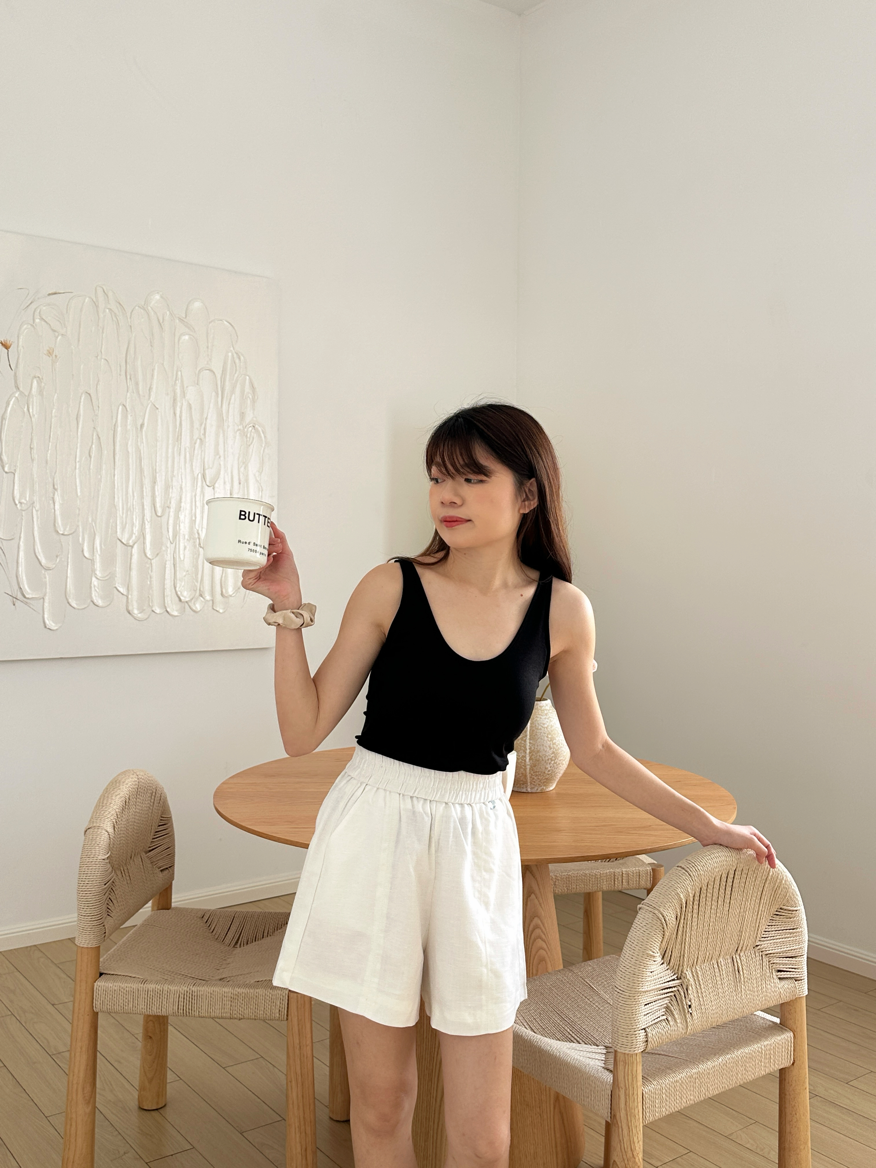 Aubrey Linen Short White-2652PSWHI