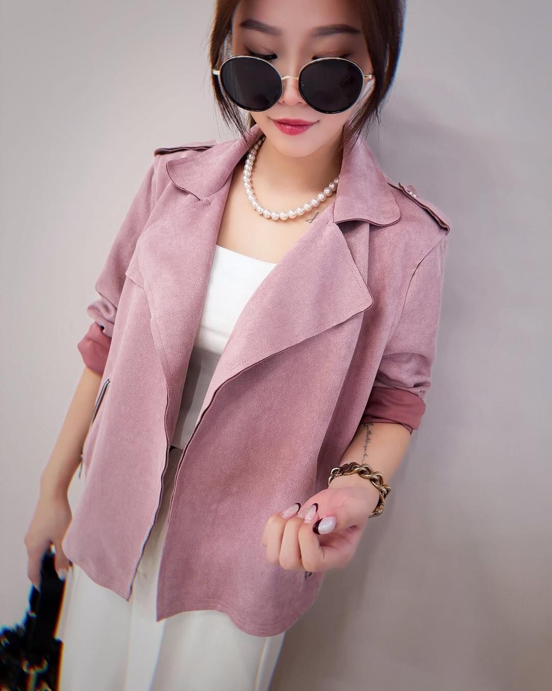 【質感爆炸美的翻領仿麂皮外套】（預購）