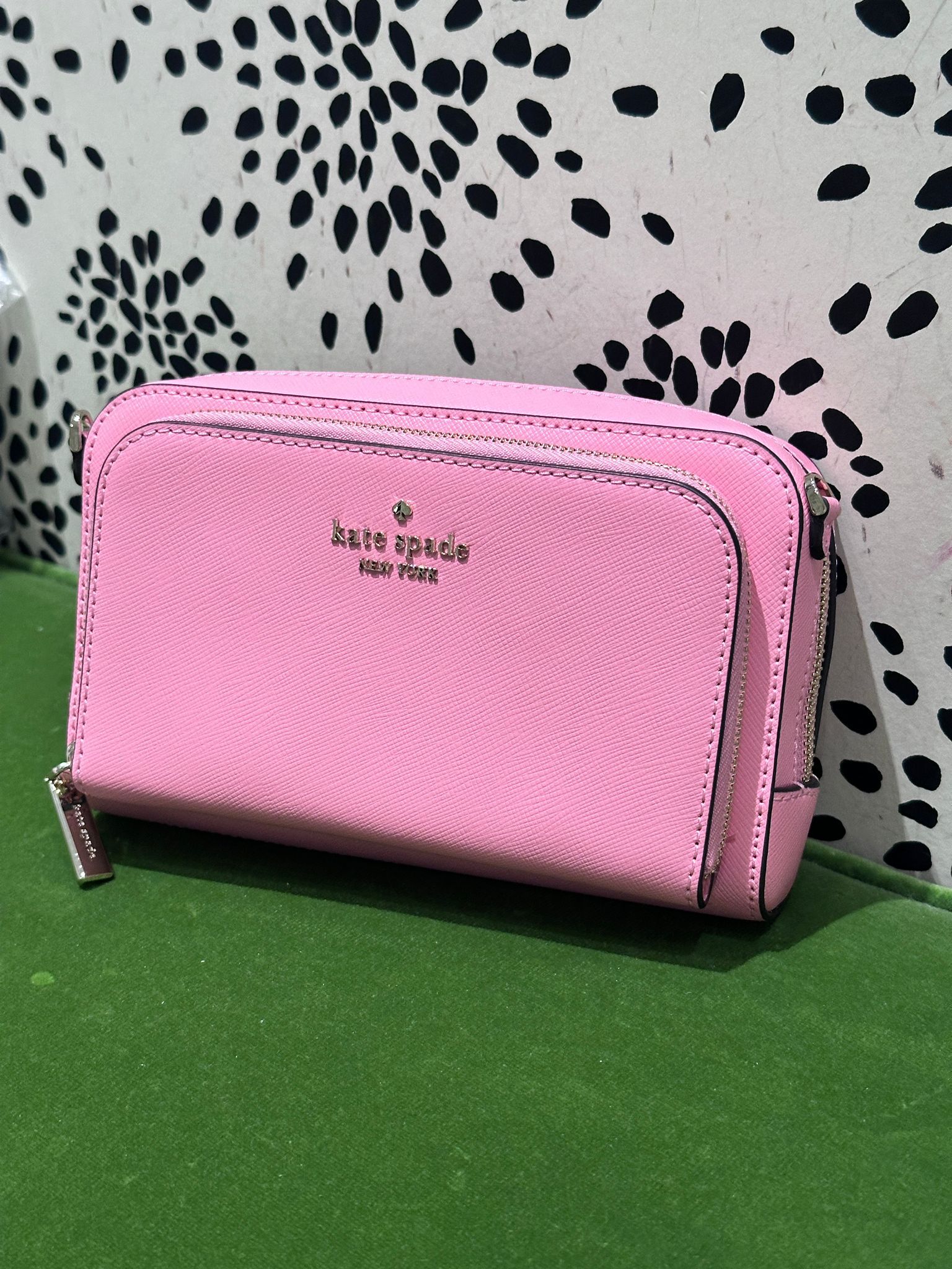 RQ41 KS 粉紅色雙層拉鏈細斜背包 Staci Mini Crossbody Bag