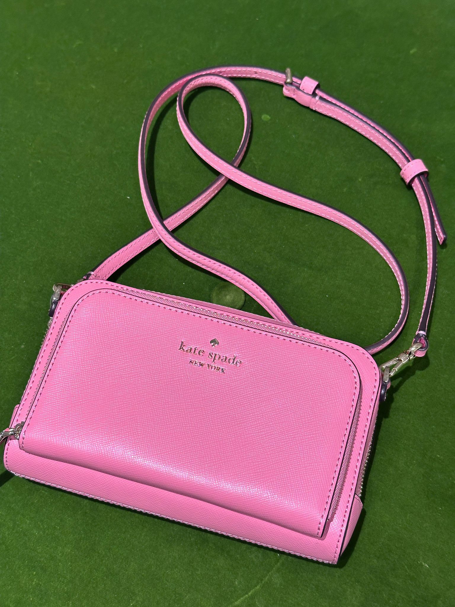 RQ41 KS 粉紅色雙層拉鏈細斜背包 Staci Mini Crossbody Bag