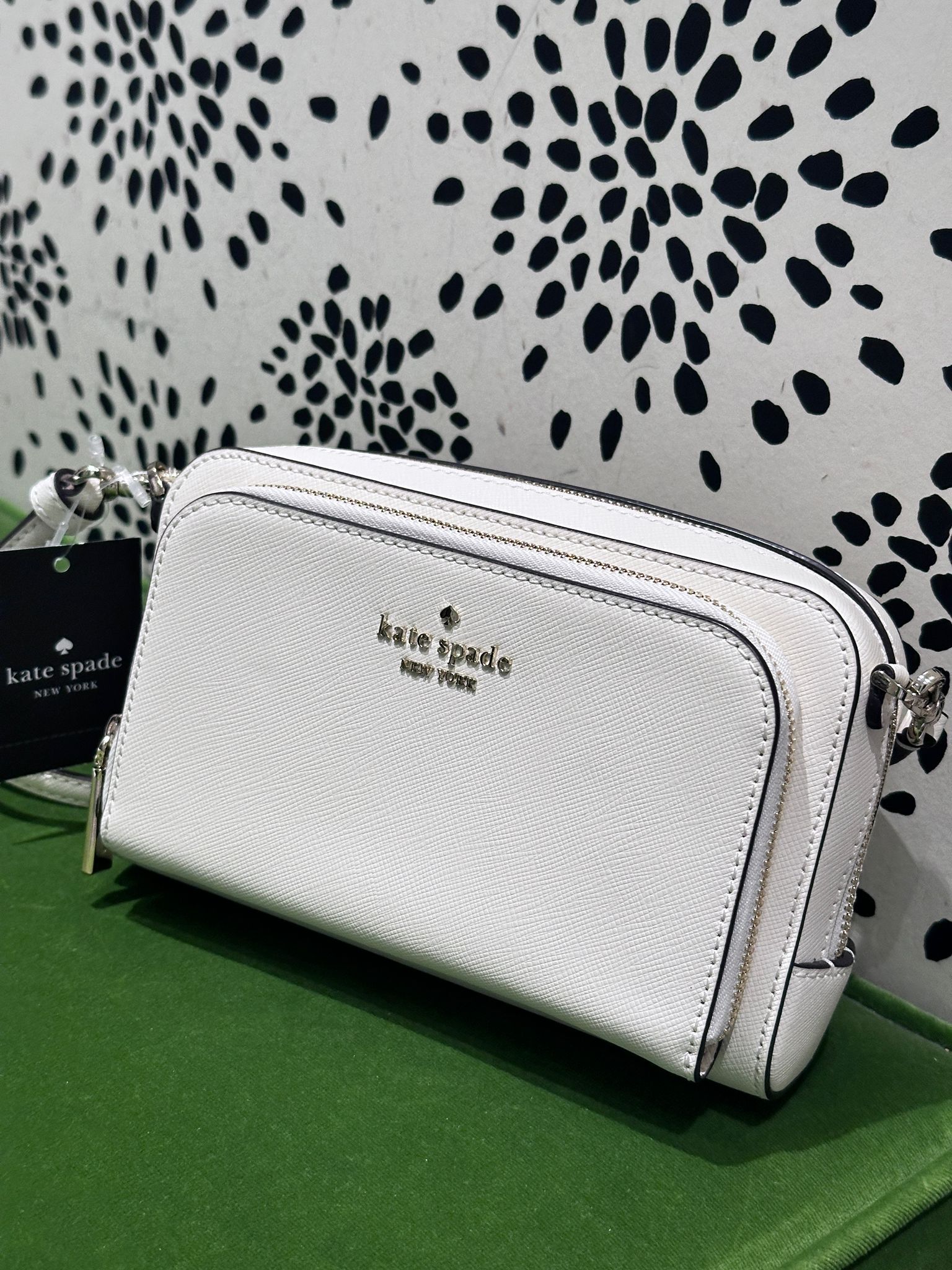 RQ42 KS 白色雙層拉鏈細斜背包 Staci Mini Crossbody Bag