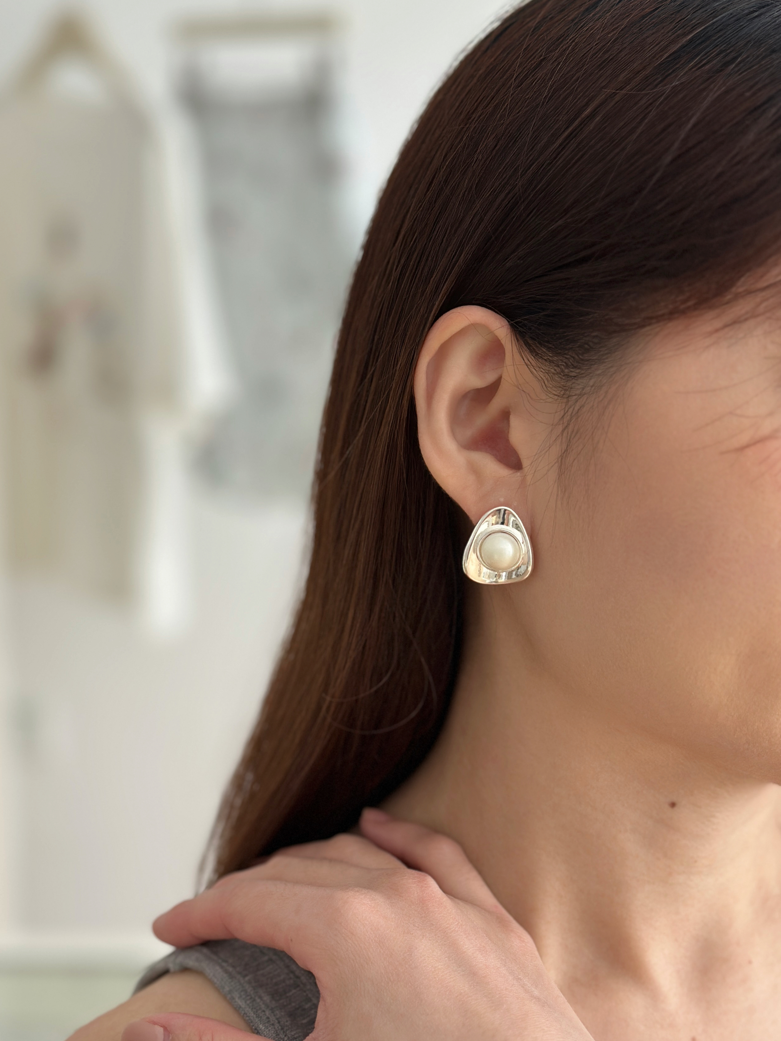 Arpen Pearl Stainless Steel Earring-D121