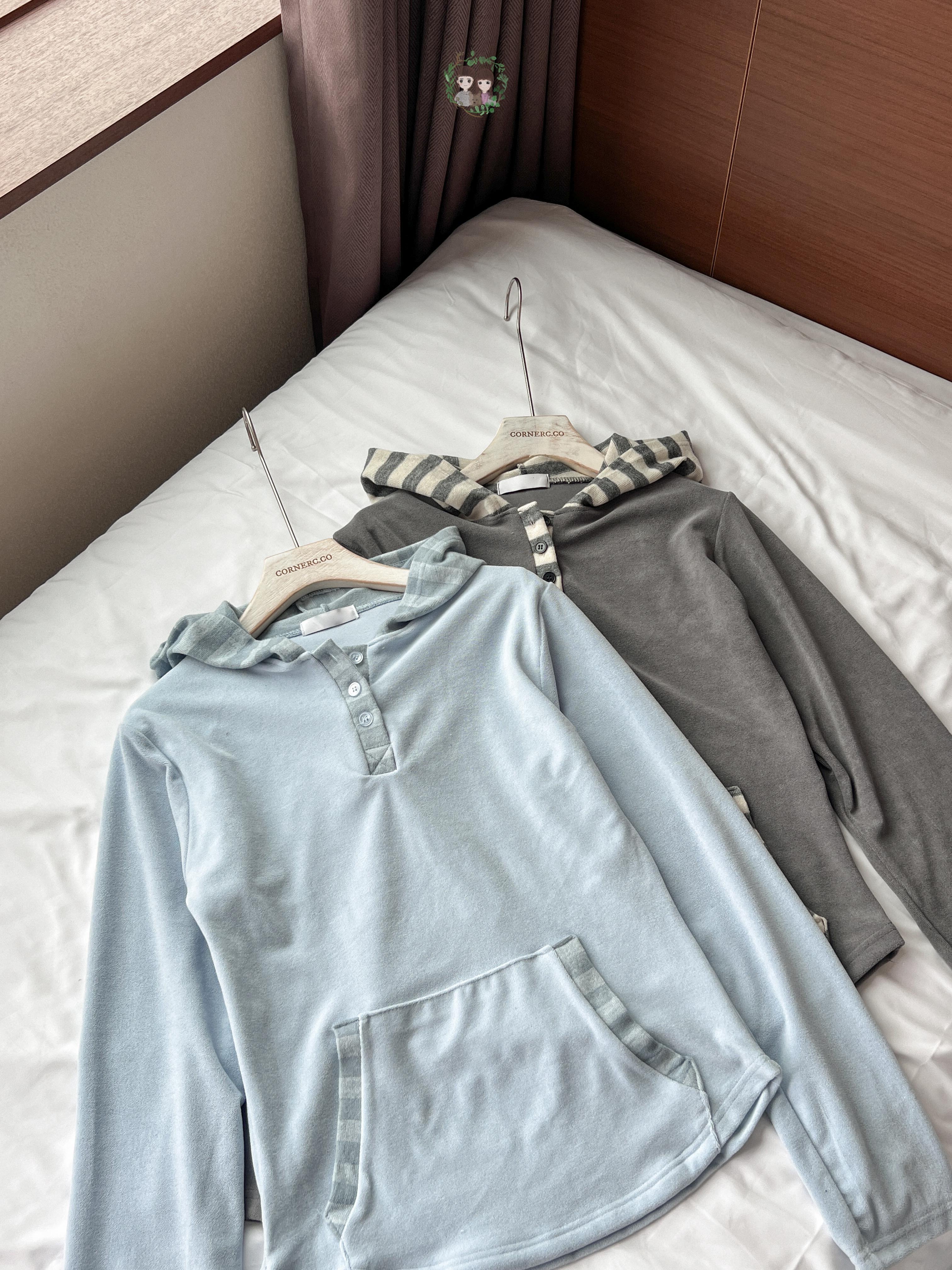 條紋拼布連帽上衣〈🇰🇷DAY 1〉